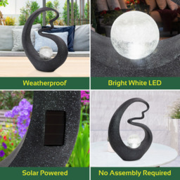 GardenKraft LED Solar Black Medusa Crackle Ball Light Up Ornament - Size: 43 x 15.5 x 49.5cm - Multi - Wilko - thumbnail 7