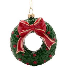 The Seasonal Gift Co Green Ceramic 3D Christmas Wreath with Red Berries and Bow 18cm - Size: 18 x 9 x 4cm - The Seasonal Gift Co. - Wilko - thumbnail 1