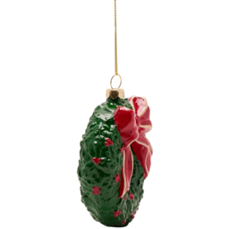 The Seasonal Gift Co Green Ceramic 3D Christmas Wreath with Red Berries and Bow 18cm - Size: 18 x 9 x 4cm - The Seasonal Gift Co. - Wilko - thumbnail 3