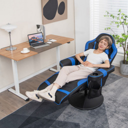 Costway Blue Electric Massage Gaming Chair with Cup Holder - Size: 100 x 65 x 44cm - Wilko - thumbnail 4