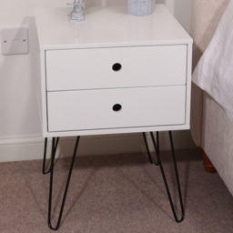 Telford 2 Drawer White Metal Legs Bedside Table - Wilko