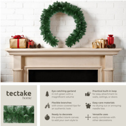 tectake Frosted Tips Artificial Christmas Garland 2.7m - Size: 30 x 30 x 270cm - green - Wilko - thumbnail 5