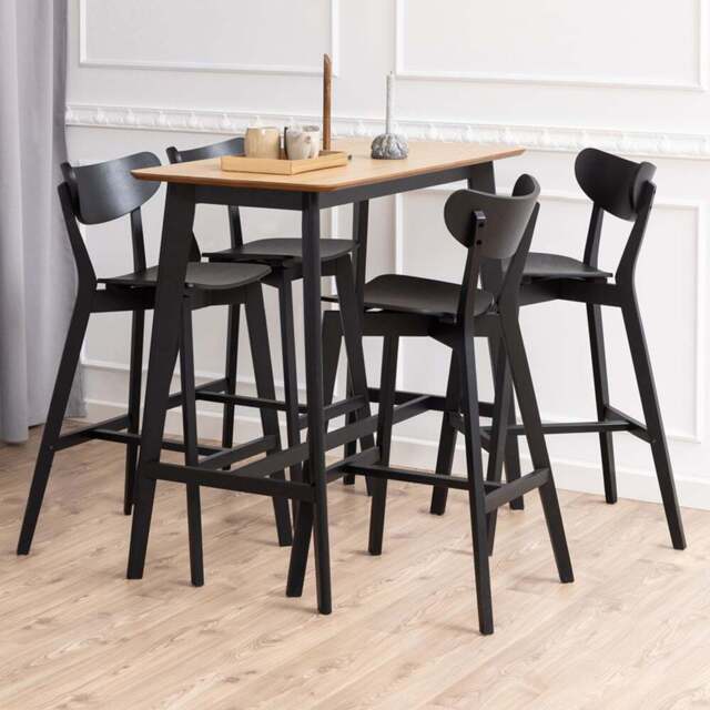 Florence Roxby 4 Seater Bar Dining Table Oak and Black - Black & Oak - Wilko - image 1