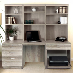R White Cabinets SET-14-IN-GN Desk Drawer Printer Unit and Hutch Bookcase Home Office Furniture Set - Size: 182 x 170 x 54cm - Grey - Wilko - thumbnail 1