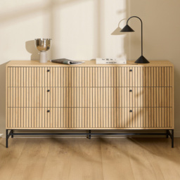 Florence Albany 6 Drawer Oak Wide Chest of Drawers - Multi - Furniture To Go - Wilko