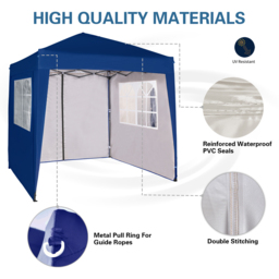 Blue Pop Up Outdoor Canopy Tent with Removable Sidewalls 2 x 2m - MCC - Wilko - thumbnail 6