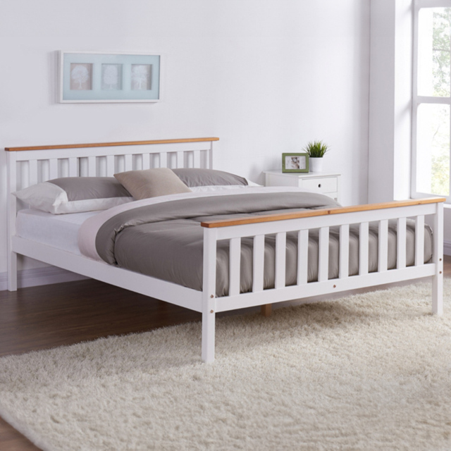 Home Detail Woodford King Size White and Oak Wooden Bed - Wilko - image 1