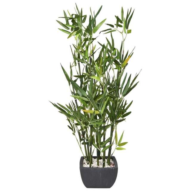 Artificial Green Bamboo Plant in Black Terracotta Pot with Pebbles - Wilko - image 1