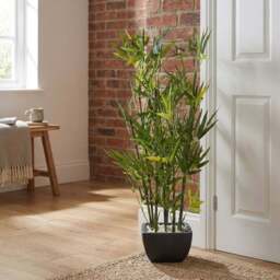 Artificial Green Bamboo Plant in Black Terracotta Pot with Pebbles - Wilko - thumbnail 5