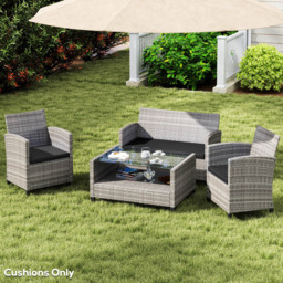 Outsunny Black Rattan Garden Lounge Replacement Cushion Pad Set 3 Pack - Wilko - thumbnail 4