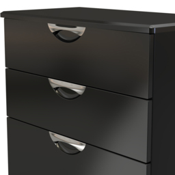 Crowndale Camden 4 Drawer Black Gloss and Black Deep Chest of Drawers Ready Assembled - Black Gloss & Black - Wilko - thumbnail 5