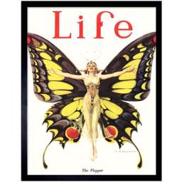 Wee Blue Coo 1922 Life Butterfly Flapper Dancer Magazine Framed Wall Art Print 30 x 41cm - Size: 43.3 x 33.3 x 1.5cm - Yellow - Wilko - thumbnail 1