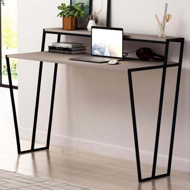 FWStyle Pal 2 Tier Mocha Grey Study Desk - Size: 91.5 x 124 x 57.6cm - Wilko - image 1