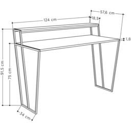FWStyle Pal 2 Tier Mocha Grey Study Desk - Size: 91.5 x 124 x 57.6cm - Wilko - thumbnail 6