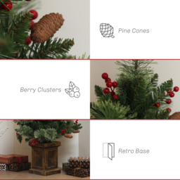 Everglow Pre-Lit Christmas Tree with Red berries and Pine Cones 4ft - Green - Wilko - thumbnail 7