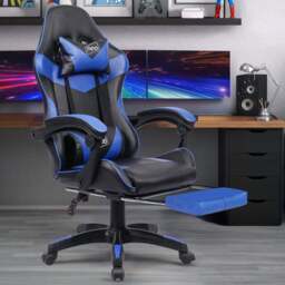 Neo Blue and Black PU Leather Swivel Office Chair - Size: 66 x 55 x 125cm - Wilko