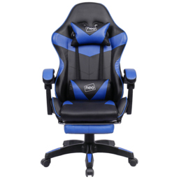 Neo Blue and Black PU Leather Swivel Office Chair - Size: 66 x 55 x 125cm - Wilko - thumbnail 6