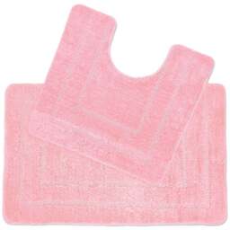 Allure Bath Fashions Lisa Blush Pink Non-Slip Bath Mat and Pedestal Mat Set 2 Piece - Size: 45 x 75cm - Wilko