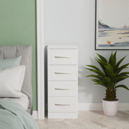 Crowndale Avon 4 Drawer White Matt Bedside Cabinet Ready Assembled - Wilko - thumbnail 6