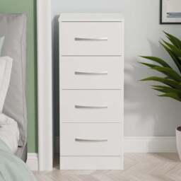 Crowndale Avon 4 Drawer White Matt Bedside Cabinet Ready Assembled - Wilko