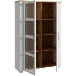 Florence Bohol 2 Door White Riviera Oak Display Cabinet - Size: 42 x 106 x 160cm - Wilko - thumbnail 5