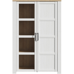Florence Bohol 2 Door White Riviera Oak Display Cabinet - Size: 42 x 106 x 160cm - Wilko - thumbnail 4
