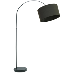 ValueLights Louis Charcoal Fabric Drum Shade Black Curved LED Floor Lamp - Size: 180 x 45 x 105cm - Wilko