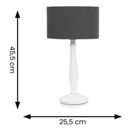 ValueLights Victoria Charcoal Fabric Drum Shade White Wood Traditional LED Table Lamp - Size: 45.5 x 25.5 x 25.5cm - Wilko - thumbnail 7