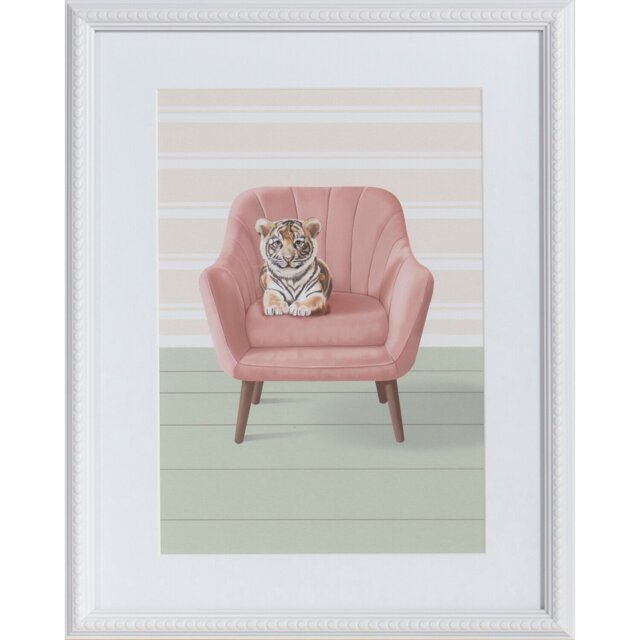Relaxing Baby Animal Framed Print - White - Size: 28 x 35 x 3 - Wilko - image 1