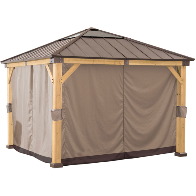 Sunjoy 3.3 x 3.3m Khaki Accessory Curtain for Wood Gazebo (Gazebo Not Include) - Size: 216 x 280.5 x 280.5cm - Brown - Wilko - image 1