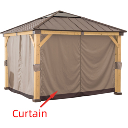 Sunjoy 3.3 x 3.3m Khaki Accessory Curtain for Wood Gazebo (Gazebo Not Include) - Size: 216 x 280.5 x 280.5cm - Brown - Wilko - thumbnail 3