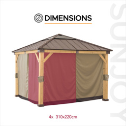 Sunjoy 3.3 x 3.3m Khaki Accessory Curtain for Wood Gazebo (Gazebo Not Include) - Size: 216 x 280.5 x 280.5cm - Brown - Wilko - thumbnail 6