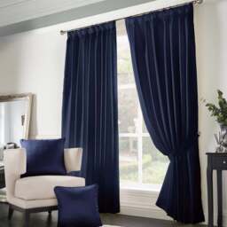 Alan Symonds Madison Navy Taped Top Curtains 229 x 229cm - Size: W 229 x D 229cm - Blue - Wilko