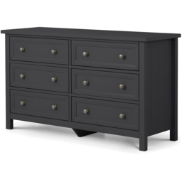 Julian Bowen Maine 6 Drawer Anthracite Wide Chest of Drawers - Black - Wilko - thumbnail 3