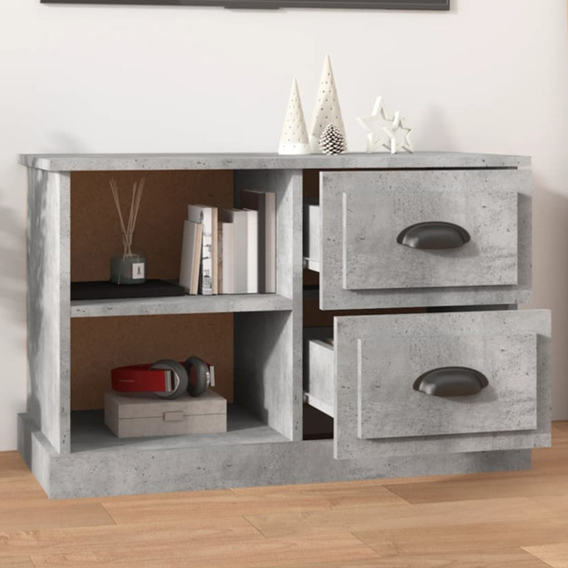 vidaXL 2 Drawer 2 Shelf Concrete Grey TV Cabinet - Size: 47.5 x 73 x 35.5cm - Wilko - image 1