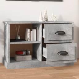 vidaXL 2 Drawer 2 Shelf Concrete Grey TV Cabinet - Size: 47.5 x 73 x 35.5cm - Wilko