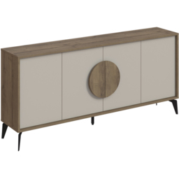 Decortie Gora 4 Door Dark Oak Effect Sandstone Sideboard with Circle Handle - Size: 82 x 180 x 35.6cm - Multi - Wilko - thumbnail 3