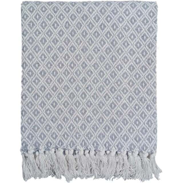 Rapport Home Silver Eden Recycled Cotton Geometric Throw 127 x 152cm - Size: 7 x 152 x 127cm - Wilko - image 1