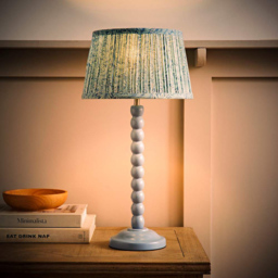 ValueLights Leaf Pleated Shade Pastel Blue Bobbin LED Table Lamp with Bulb - Size: 49 x 25 x 25cm - Wilko - thumbnail 3