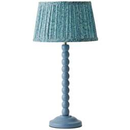 ValueLights Leaf Pleated Shade Pastel Blue Bobbin LED Table Lamp with Bulb - Size: 49 x 25 x 25cm - Wilko
