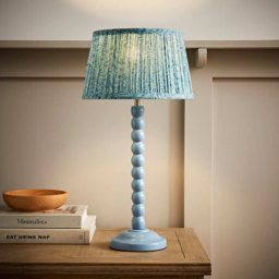 ValueLights Leaf Pleated Shade Pastel Blue Bobbin LED Table Lamp with Bulb - Size: 49 x 25 x 25cm - Wilko - thumbnail 4