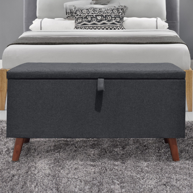 Brooklyn Grey Linen Ottoman Blanket Box - Size: 104 x 42 x 56cm - Wilko - image 1