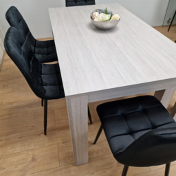 Portland 6 Seater Velvet Dining Bench Set Grey and Black - Wilko - thumbnail 5