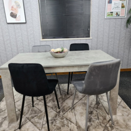 Portland Velvet 4 Seater Dining Set Stone Grey and Grey Black - Wilko - thumbnail 6