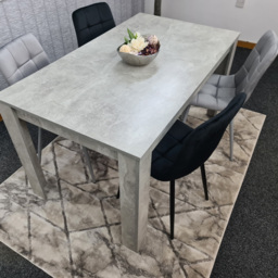 Portland Velvet 4 Seater Dining Set Stone Grey and Grey Black - Wilko - thumbnail 7