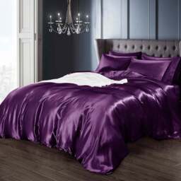 Intimates Double Purple Satin Bedding Set - Wilko