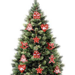 Living and Home Christmas Tree Wood Chip Decoration 30 Pack - Size: 2.1 x 29.6 x 19.9cm - Red - Wilko - thumbnail 4