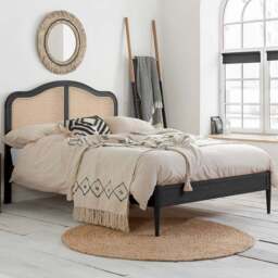 Birlea Leonie King Size Black Bed with Rattan Headboard - Wilko - thumbnail 1