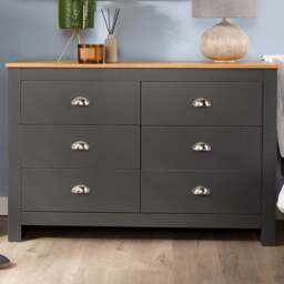 Home Source Camden 6 Drawer Graphite Chest of Drawers - Grey - Wilko - thumbnail 1
