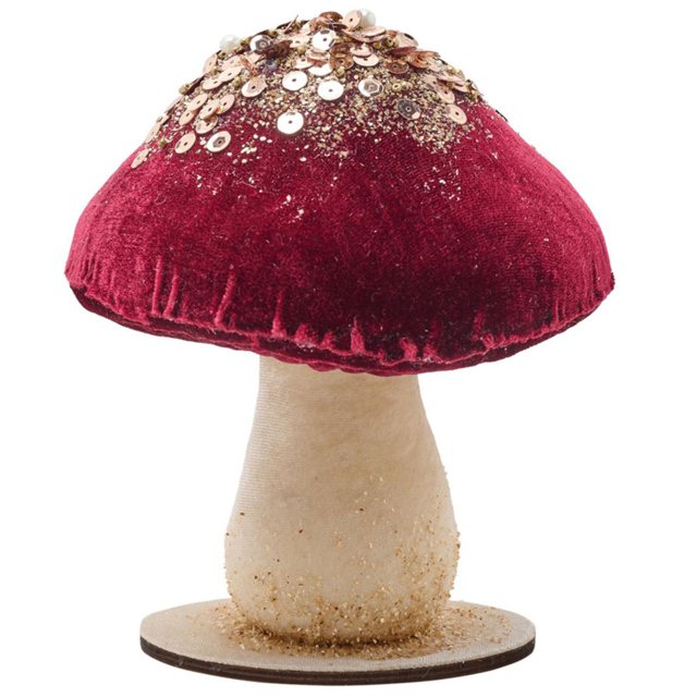 The Christmas Gift Co Red Velvet Mushroom 15cm - Size: 17 x 15.5 x 15.5cm - The Christmas Gift Co. - Wilko - image 1
